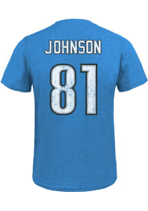 Calvin Johnson Detroit Lions Blue Hall of Fame Primary Player Short Sleeve Fashion Player T Shir..