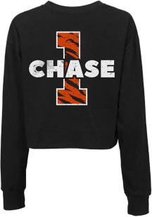 Ja'Marr Chase Cincinnati Bengals Womens Black Cropped Long Sleeve Player T Shirt