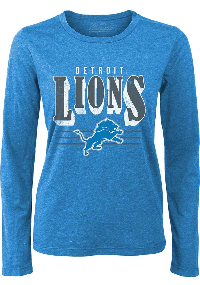 Detroit Lions Blue Boyfriend Long Sleeve LS Tee