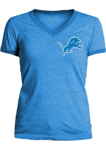 Detroit Lions Womens Blue Ringer Short Sleeve T-Shirt