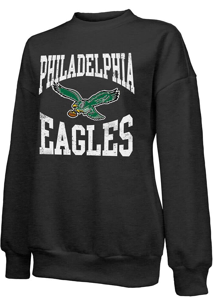 Philadelphia Eagles Womens BLACK Academy Long Sleeve Crew Sweatshirt