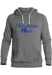 Philadelphia 76ers Mens Grey STACKED WORDMARK Fashion Hood