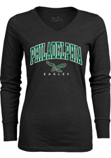 Philadelphia Eagles Womens Black Triblend LS Tee
