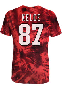 Travis Kelce Kansas City Chiefs Red Tie Dye Primary Player Short Sleeve Fashion Player T Shirt