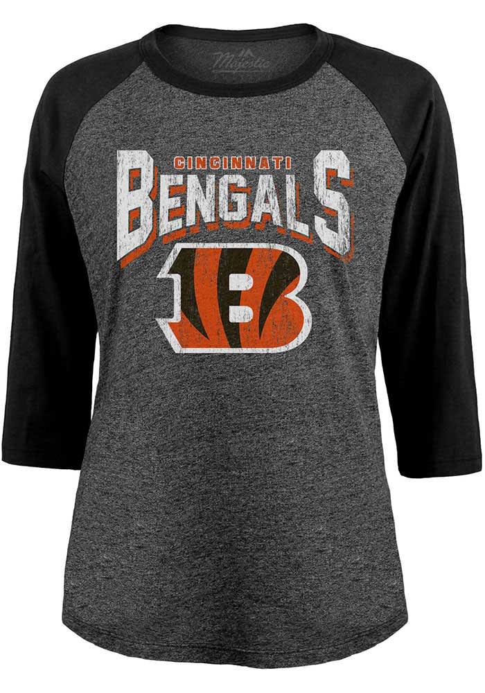 Cincinnati Bengals Womens Black Raglan LS Tee