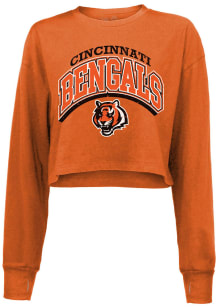 Cincinnati Bengals Womens Orange Cropped LS Tee