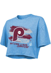 Philadelphia Phillies Womens Light Blue 2022 War Paint NLCS Champs Short Sleeve T-Shirt