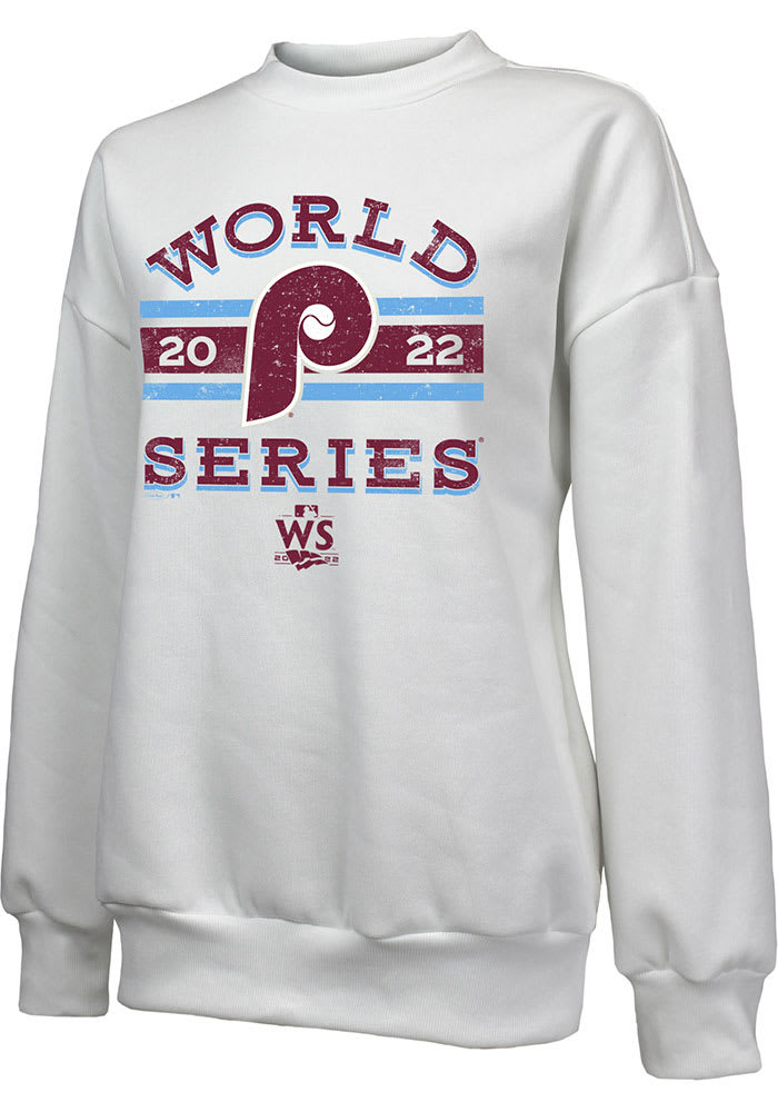 Phillies Phillies Womens White 2022 Contact World Series Participant Long  Sleeve Crew Sweatshirt