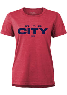 St Louis City SC Womens Red Boyfriend Short Sleeve T-Shirt