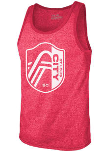 St Louis City SC Mens Red Tonal Primary Logo Short Sleeve Tank Top