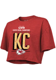 Kansas City Chiefs Womens Red 2022 Super Bowl Champs Hike Short Sleeve T-Shirt