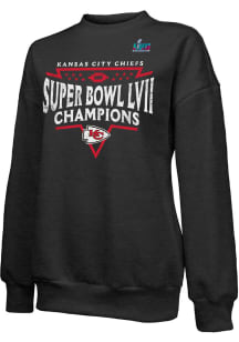 Kansas City Chiefs Womens Black 2022 Super Bowl Champs Persistence Crew Sweatshirt
