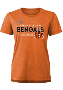 Cincinnati Bengals Womens Orange 2021 SB Bound Interception Short Sleeve T-Shirt