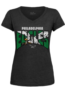Philadelphia Eagles Womens Black Modest Short Sleeve T-Shirt