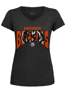 Cincinnati Bengals Womens Black Modest Short Sleeve T-Shirt