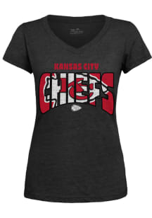 Kansas City Chiefs Womens Black Modest Short Sleeve T-Shirt
