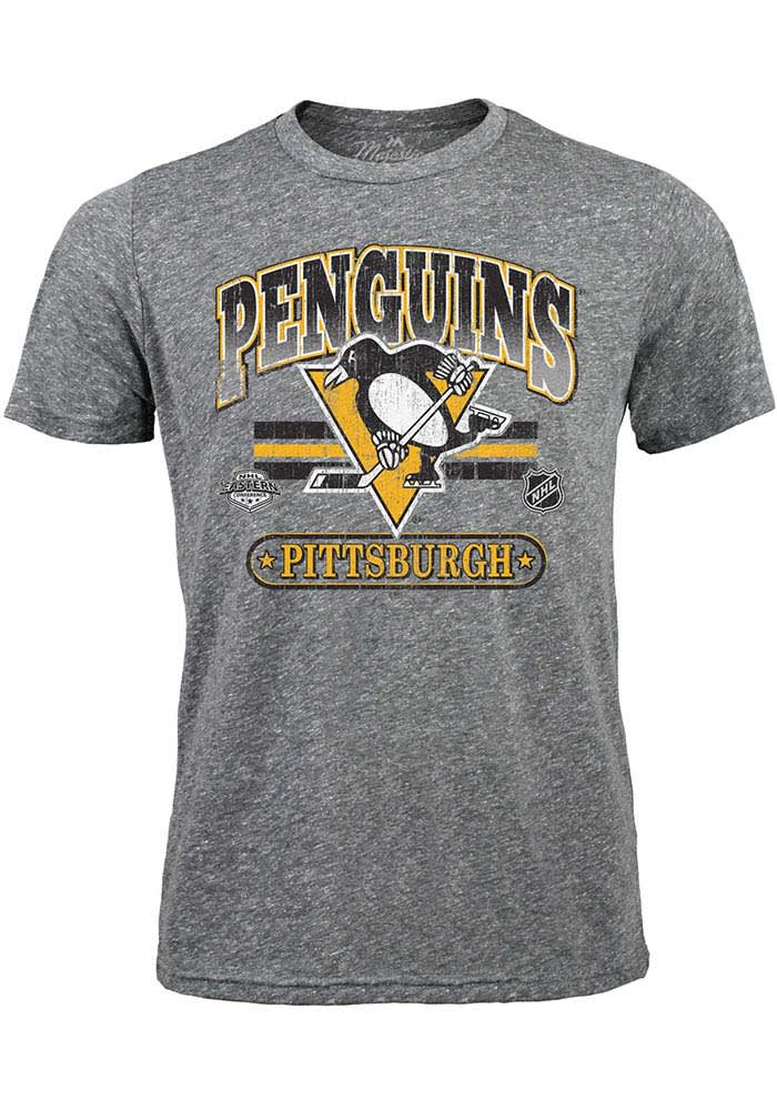 Pittsburgh Penguins Grey Chunky Century Short Sleeve Fashion T Shirt