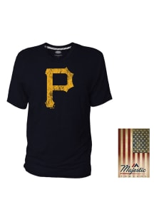Pittsburgh Pirates Black Crew With Stripe Tape Short Sleeve T Shirt