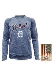 Detroit Tigers Mens Navy Blue Dyed French Terry Long Sleeve Fashion Sweatshirt
