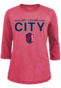 St Louis City SC Womens Red Raglan LS Tee