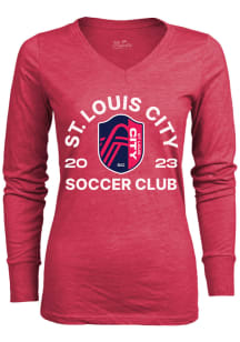 St Louis City SC Womens Red Triblend LS Tee