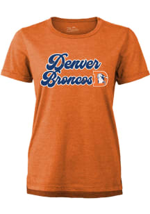 Denver Broncos Womens Orange Cuffed Boyfriend Short Sleeve T-Shirt