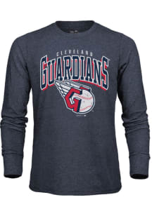 Cleveland Guardians Navy Blue Burble Long Sleeve Fashion T Shirt
