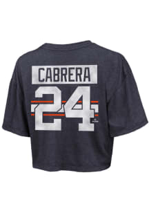 Miguel Cabrera Detroit Tigers Womens Navy Blue Cropped Player T-Shirt