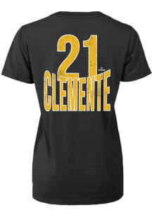 Roberto Clemente Pittsburgh Pirates Womens Black High Low Player T-Shirt
