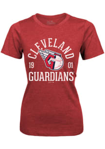 Cleveland Guardians Womens Red Triblend Short Sleeve T-Shirt