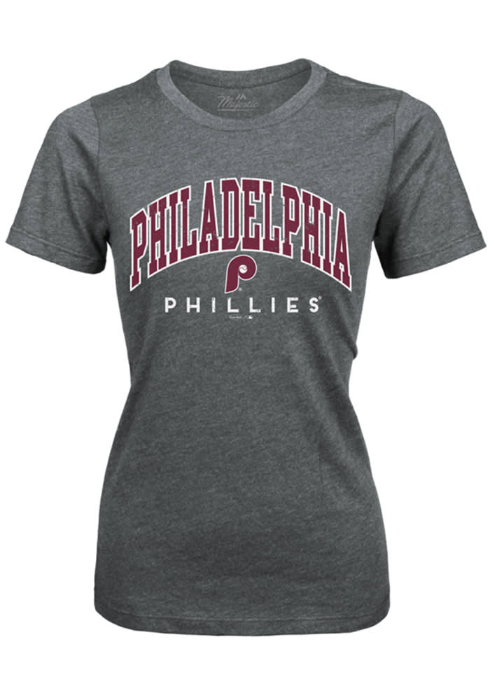 Philadelphia Phillies Womens Grey Melange Short Sleeve T-Shirt