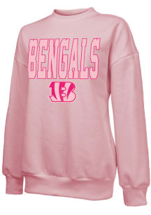 Cincinnati Bengals Womens Pink Oversized Crew Sweatshirt