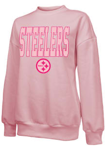 Pittsburgh Steelers Womens Pink Oversized Crew Sweatshirt