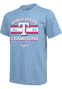 Texas Rangers Light Blue 2023 World Series Champion Contact Short Sleeve Fashion T Shirt