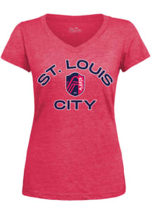 St Louis City SC Womens Red Triblend Short Sleeve T-Shirt