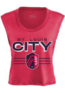 St Louis City SC Womens Red Cropped Muscle Tank Top