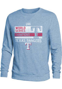 Texas Rangers Mens Light Blue 2023 World Series Champion Front Line Long Sleeve Fashion Sweatshi..