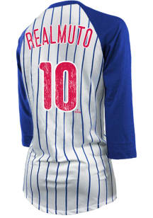 JT Realmuto Philadelphia Phillies Womens White Pinstripe Long Sleeve Player T Shirt