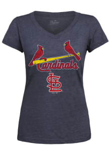 St Louis Cardinals Womens Navy Blue Modest Short Sleeve T-Shirt