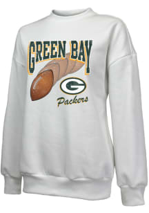 Green Bay Packers Womens White Vintage Oversized Crew Sweatshirt