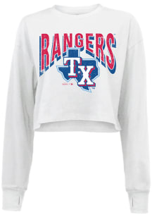 Texas Rangers Womens White Cropped LS Tee