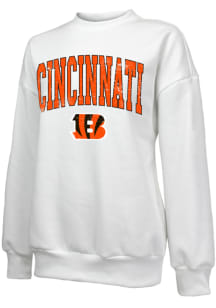 Cincinnati Bengals Womens White Oversized Crew Sweatshirt