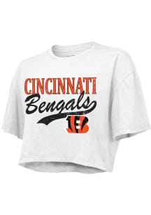 Cincinnati Bengals Womens White Boxy Crop Short Sleeve T-Shirt