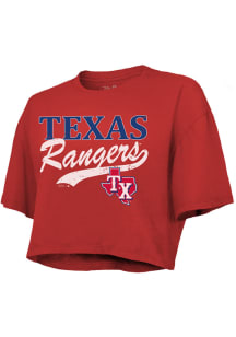 Texas Rangers Womens Red Cropped Short Sleeve T-Shirt