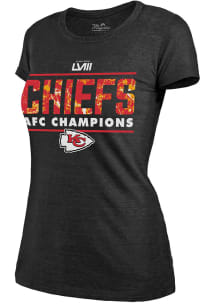 Kansas City Chiefs Womens Black 2023 Conference Champs Clubhouse Short Sleeve T-Shirt