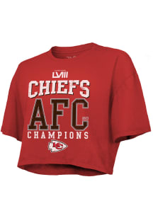 Kansas City Chiefs Womens Red 2023 AFC Conference Champs Get Big Short Sleeve T-Shirt