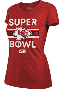 Kansas City Chiefs Womens Red 2023 Super Bowl Participants Make It Happen Short Sleeve T-Shirt