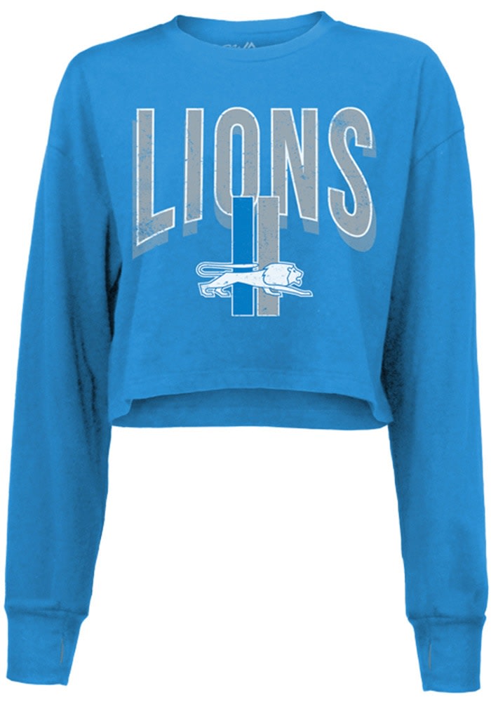 Detroit Lions LIONSBLUE Minerva Throwback Long Sleeve LS Tee