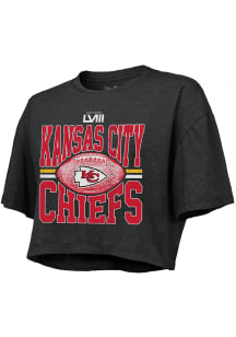 Kansas City Chiefs Womens Black 2023 Super Bowl Participants Fadeaway Short Sleeve T-Shirt