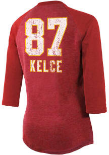 Travis Kelce Kansas City Chiefs Womens Red 2023 Super Bowl Participants Stacked Player Long Slee..